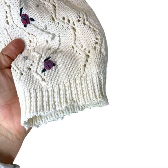 Vintage Northern Traditions Pointelle Knit Floral Embroidered Cardigan - Picture 11 of 11